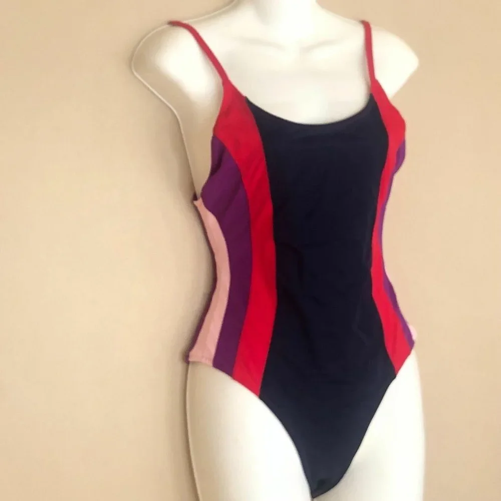 Sundry Anthropologie Colorblock One Piece Swim Suit Size Large 3 Bathing Suit - Picture 8 of 16